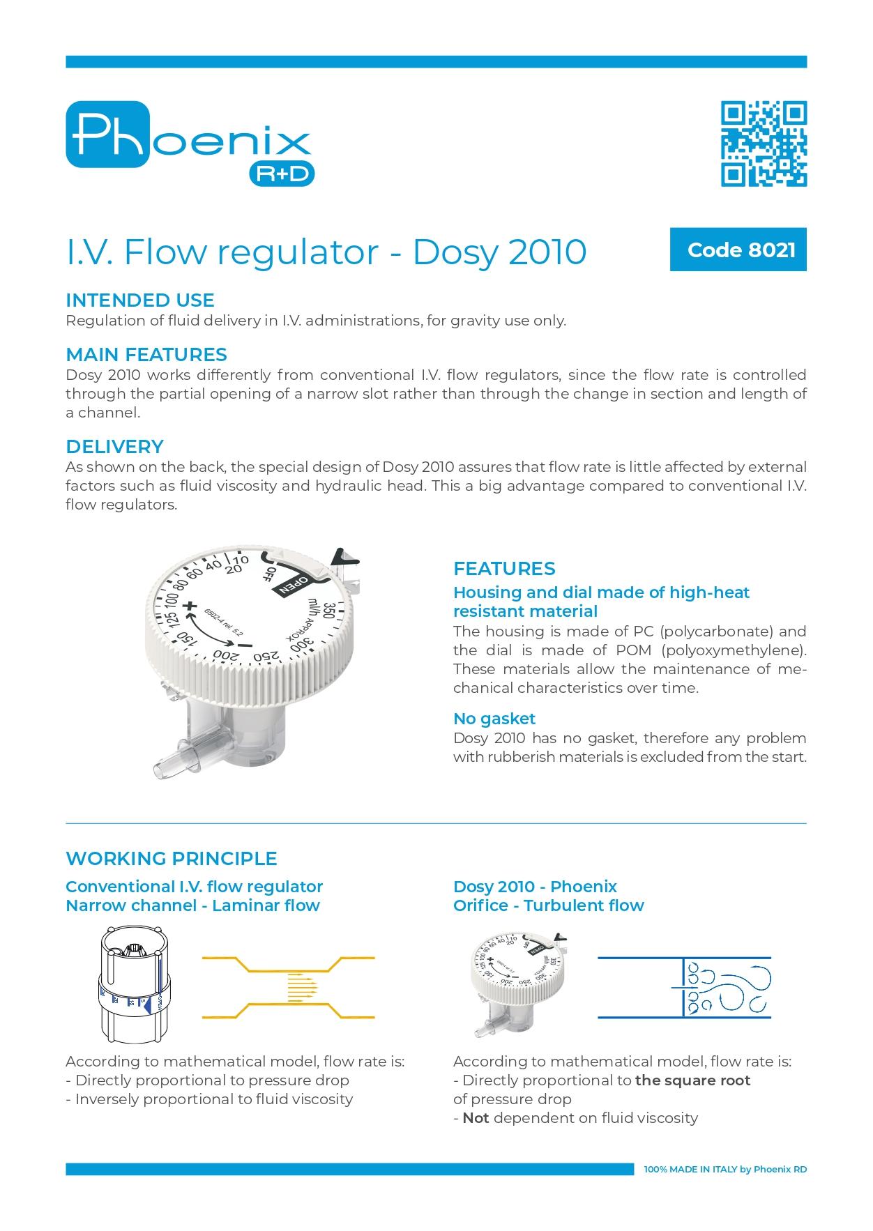 Flow Regulator Dosy 2010 Code 8021 - Phoenix R. & D. Srl - Flow Regulation